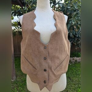 Katch Me Vintage Leather Boho Western Vest Size Medium